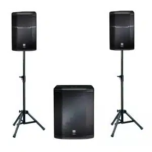 JBL PRX612M + JBL PRX618S (aktyvios+stovai+SUB) 2600W nuoma
